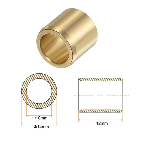 2 Pack Brass Sleeve Bearings Featuring 10MM Bore And 14MM Outer Diameter, Oil Free Plain Bushings For All Your Heavy Duty Builds, Killer Wear Resistance And Smooth Operator Performance