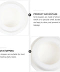 Top view of 4 Pcs Silicone Bathtub Stopper White Flat Cover Universal Drain Plug highlighting silicone material and round shape.