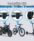 Ride Ready All In One 3 In 1 Motorcycle Handlebar Control Switch on 22mm handlebars for bikes and scooters, showing compatibility.