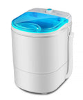 No Fuss Portable Washing Machine With Ultrasonic Deep Clean And Smooth Spiral Rinse 10 Lb Compact Washer Dryer Combo side view with blue top.