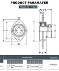 Technical drawing of Two Pack 1 Inch Bore Pillow Block Bearings With Flange Mounted Housing Built To Last in premium pressed steel.