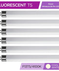 Pack Of 6 F13T5 CW Fluorescent Tubes, 21 Inch Long, 13 Watt, 4100K Cool White Light