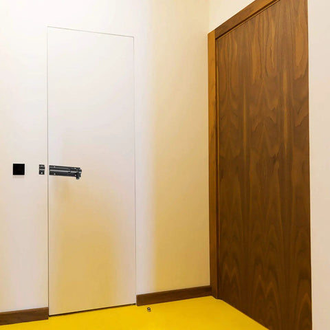 Room with white door featuring 4 Pack Barrel Bolt Latch Black Slide Door Lock 3 Inch Security Lock Aluminum Alloy for Home Yard Garden Includes Screws and DIY Friendly Surface Mounted Installation for Indoor Outdoor Protection.