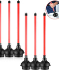 Heavy Duty Toilet Plunger 6 Pack Built With Long 20.5 Inch Handle And Four Inch Cup For Bathroom Drain Unclogging