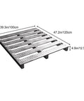 Heavy Duty Steel Forklift Pallets Built Like A Tank For Grindy Warehouse Operations Industrial Metal Storage Racks with size dimensions.