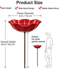 Metal Flower Garden Stake With Bird Bath Bowl Outdoor Pollinator Watering Station For Garden Yard Hummingbird Fountain Butterfly And Bee Water Feeder Decorative Yard Art Gift Set 3 Pack, 24-inch tall with 6-inch bowl