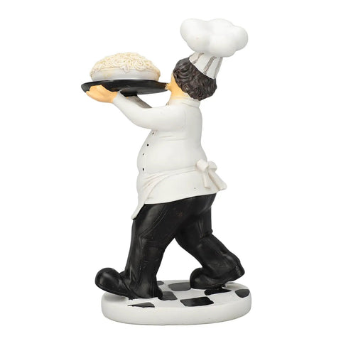 Side view of Tiny 8Cm Chef Statue Ornament For Kitchen And Office Decor Lightweight 3D Cartoon Dining Table Figurine