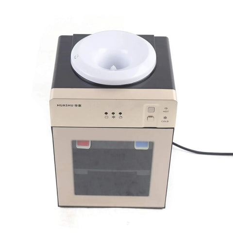 Top view of a Hot And Cold Tabletop Water Cooler Dispenser for 5 Gallon Bottles, Champagne Gold, with one button operation visible.