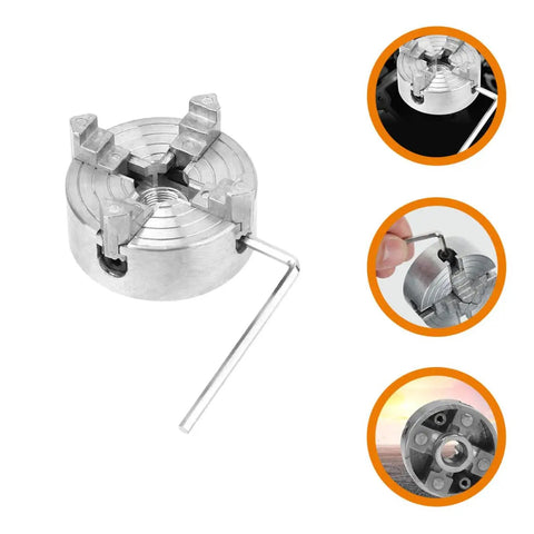Mini 4-Jaw Lathe Chuck Manual Clamp Hand Chuck for Precision Machining and DIY Metalworking with zinc alloy jaws