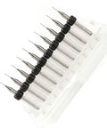Tungsten Carbide Drill Bits Set 0.3mm, 10 Piece Precision PCB Micro Drill Bit Kit for Electronics Prototyping visible in holder