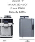 Front and side view of Fully Automatic Coffee Machine With Ceramic Silent Grinder and 5 Speed Grind Settings Touch Panel Brew System