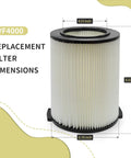 Replacement Filter For Wet Dry Vacuums 5 To 20 Gallon Fits Husky 6 To 9 Gallon Craftsman 17816 After 1988 product dimensions.
