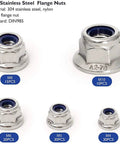 Beefy Flange Lock Nuts With Nylon Insert, 304 Stainless Steel DIN985, Assorted Sizes M4 to M10, 74-Piece Kit Display