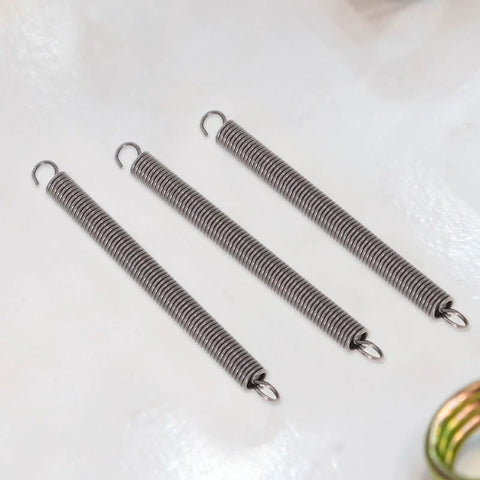Super Cool 20pc Stainless Steel Extension Tension Springs Kit With Hooks For Quick Home Repairs, Crafts Projects, Gate Latches, And AC Fixes, three springs
