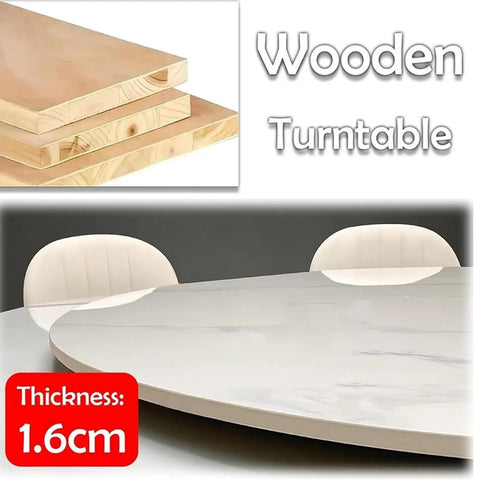 Gigantic Lazy Susan Turntable For Dining Tables 20 Inch Wooden Rotating Serving Tray Black Round Organizer For Kitchen Use Perfect For Parties And Gatherings with 1.6cm thickness detail