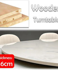 Extra Large Lazy Susan Turntable For Dining Table 20 Inch Wooden Rotating Serving Tray For Kitchen Organization displayed on table.