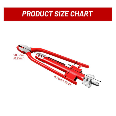 Product size chart of 6 Inch Safety Wire Pliers And 33 Feet 0.5mm Steel Wire Kit with measurements in inches and cm