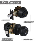 Detailed view of the All Keyed Alike Entry Door Knob And Deadbolt Set For Front Door, showcasing adjustable latch and brass cylinder.