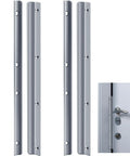 Heavy Duty 2 Pack Steel Door Latch Guard Plates 12 Inch Gray Painted Swing In Entry Door Strike Shields for secure installation.