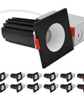 Top Tier Two Inch Led Recessed Canless Downlights Featuring Deep Regressed Glare Blocking And Interchangeable White Round Or Black Square Trims To Totally Elevate Your Home Game 5Cct Dimmable 12 Pack - Black square trim spotlight with adjustable features.