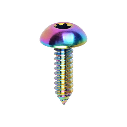 Titanium M5 X 17mm Self Tapping Screw With Ball Button Head For Motorcycles Rainbow Finish Dope Lightweight Grade 5 6AL4V