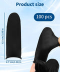 Product size of 100 Pack Black Silicone Finger Cots And Protective Toppers For Manicures And Massage Sessions with dimensions shown.