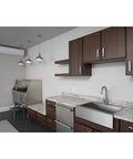 Modern kitchen with One Light Fresnel Glass Coastal Pendant in Brushed Nickel Finish for Indoor Kitchens and Bars over counter