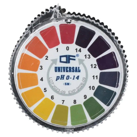 Two Rolls pH Test Paper Strips 5m Each, Universal 0 To 14 pH Range, compact litmus roll with color chart for accurate results