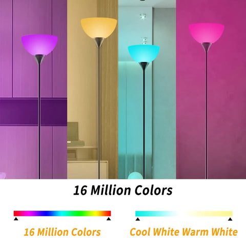 Smart RGB Floor Lamp With WiFi And App Control, 16 Million Colors, 20 Dynamic Modes, gradient color demonstration