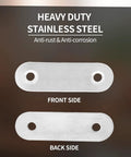 Heavy Duty Straight Corner Braces Forged From Top Shelf Stainless Steel Metal Frame Anchors with anti-rust finish, front and back view.