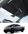 Cybertruck roof sunshade panels installed in cabin, two-piece nano-reflective heat-insulating UV-protective set