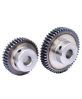 Beefy 1.5M Helical Gear Set And Spur Gears For Motors And Transmission Systems, 45 Steel Construction, two sizes side by side