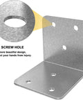 Forty Piece Heavy Duty Metal Corner Braces And Top Tier L Brackets For Woodworking detailed view of screw hole design.