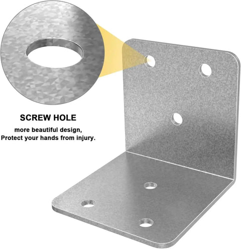 Forty Piece Heavy Duty Metal Corner Braces And Top Tier L Brackets For Woodworking detailed view of screw hole design.
