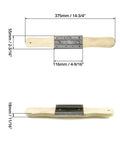 Workhorse 15 Inch Buffing Wheel Rake With Wooden Handle And Stainless Steel Head, dimensions shown in inches and millimeters