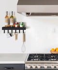 Damage Free Key Holder Wall Mount With Adhesive Magnetic Hooks And Shelf No Drill Key Rack for kitchen storage.