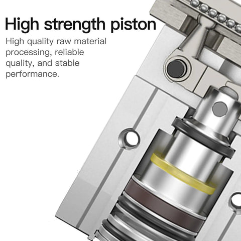 Close-up of high strength piston in Beefed-Up Heavy Duty Pneumatic Parallel Gripper Claw With Magnetic Jaw, highlighting quality materials.