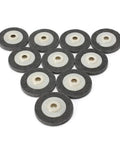 Five Piece 4 Inch Gray Nylon Fiber Polishing Wheels Set With 16mm Bore for metal finishing and surface prep displayed