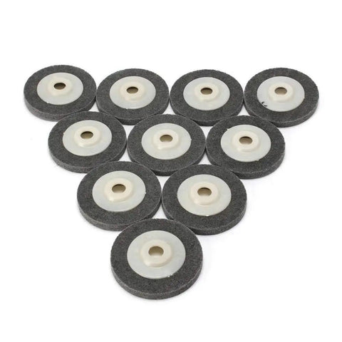 Five Piece 4 Inch Gray Nylon Fiber Polishing Wheels Set With 16mm Bore for metal finishing and surface prep displayed