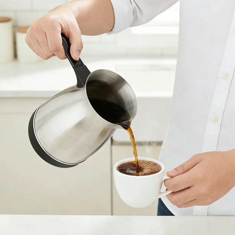 Electric Turkish Coffee Maker 600ml Capacity Brews 5 To 6 Cups, Multifunctional Large Capacity Brewing Pot, Stainless Steel 110V Coffee Brewer for pouring coffee