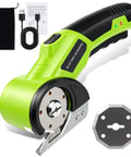 Professional Grade 3.6V Cordless Electric Scissors And Cardboard Cutter with sharp blade and storage bag, ideal for crafts.
