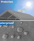 Heavy Duty 10x20 Carport Replacement Cover Fits 10x20 Frames Waterproof Gray Top Tarp Canopy With UV Protection