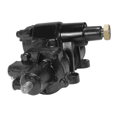 Heavy Duty Power Steering Box For GM 1500 2500 3500 Truck And Van 2002 To 2022 side view with black finish.