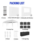 Packing list of 10x20 Heavy Duty Pop Up Canopy With 6 Removable Sidewalls Commercial Wedding Tent And Event Shelter