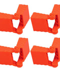 4 Piece Woodworking Ratchet Band Clamp Blocks Set For Secure Frame And Corner Assembly, shown in orange for stability in glue-ups.