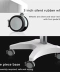 Top Shelf Adjustable Rolling Cart For Home Office features 3 inch silent rubber wheels and one piece base for easy maneuverability.