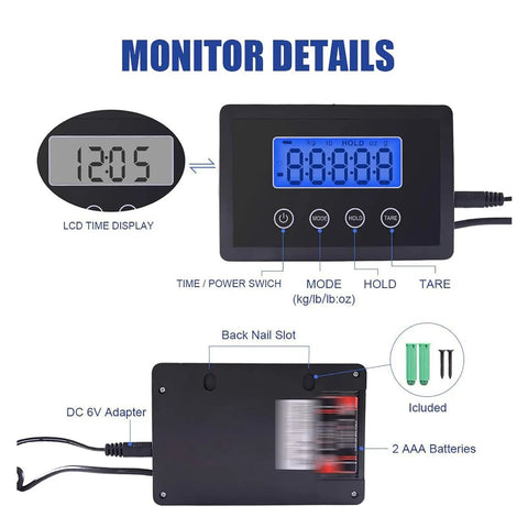 Heavy Duty Digital Shipping Scale With Durable Stainless Steel Deck And Rock Solid 396 Pound Capacity LCD display showing mode and timer functions.