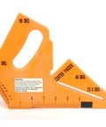 Router Table Saw Push Block With Blade Depth And Angle Gauge showing 22.5 to 90-degree angles, orange plastic material