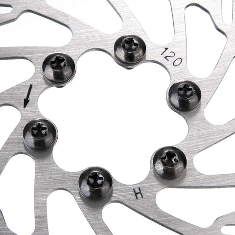 Close-up of Beefy G3 Stainless Steel Disc Brake Rotors 160mm 180mm 203mm, 2 Pack With Bolts, showing six-screw mount detail