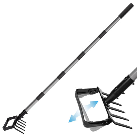 82 Inch Adjustable Garden Hoe And Cultivator Rake With Five Tines A 2 In 1 Weeding And Planting Tool For Loosening Soil Removing Weeds And Planting Seeds Heavy Duty Rustproof Metal Garden Tool For Quick Work.